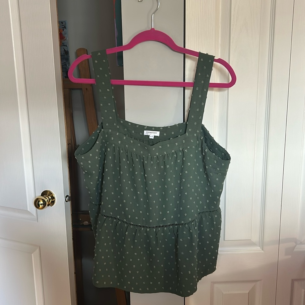 Reitmans Olive Green Printed Square-Neck Cami